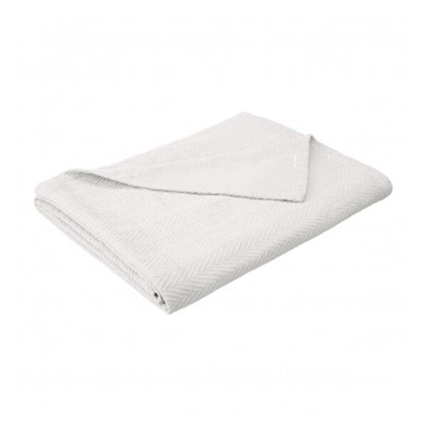 Impressions Impressions BLANKET-MET FQ WH Full & Queen Cotton Blanket; Metro - White - BLANKET_MET FQ WH