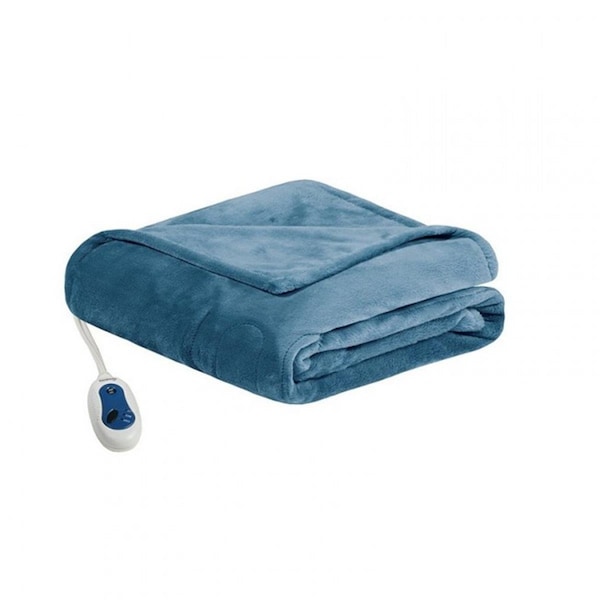 Beautyrest 60 x 70 in. Heated Plush Throw - Sapphire Blue - BR54-0664