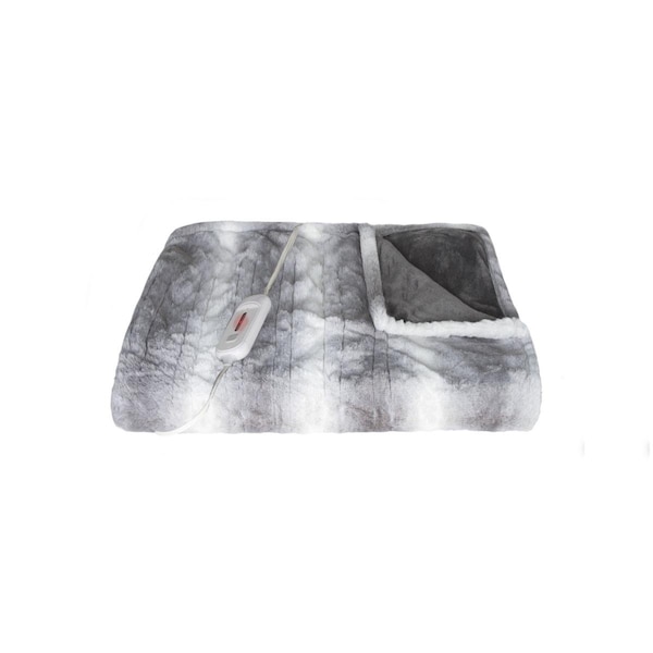 Homeroots 50 x 60 in. Gray & White Modern, Contemporary Heated Throw Blankets - 357550