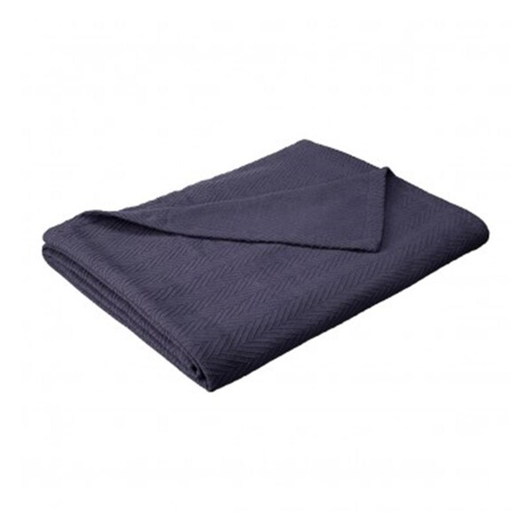 Impressions Impressions BLANKET-MET KG NB King Cotton Blanket; Metro - Navy Blue - BLANKET_MET KG NB