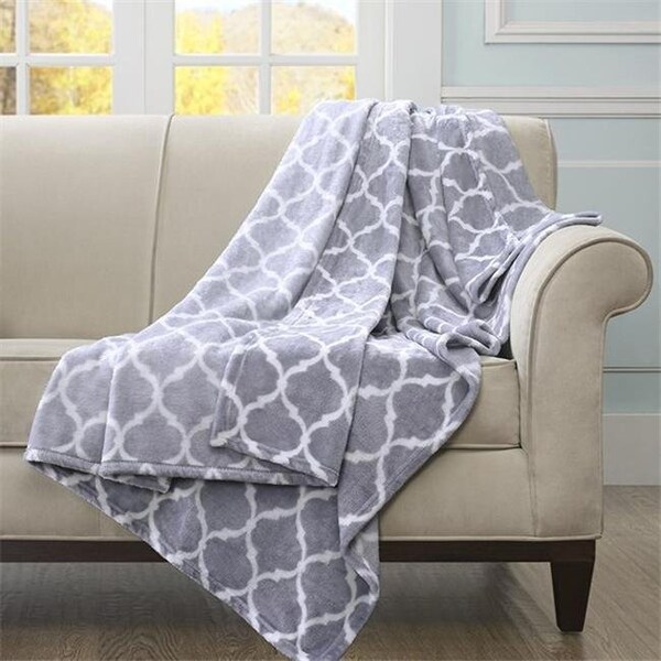 Madison Park Madison Park MP50-1728 Oversized Ogee Throw; Grey - MP50-1728