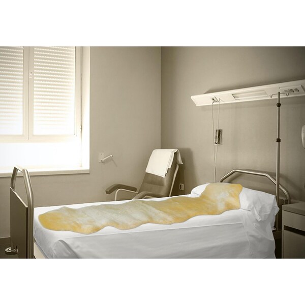 Homeroots 2 x 6 ft. Green Natural Off White Medical Grade Double Sheepskin Throw Blanket - 388648