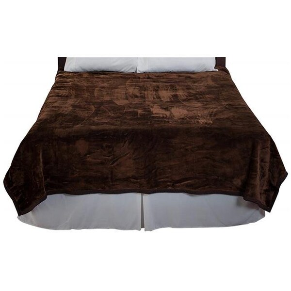 Bedford Home Bedford Home 66A-04353 Solid Soft Heavy Thick Plush Mink Blanket; 8 lbs - Coffee - 66A-04353