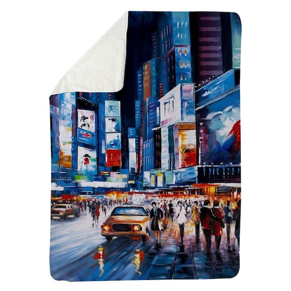 Kd Cuna 60 x 80 in. Times Square Perspective-Sherpa Fleece Blanket - KD2786972