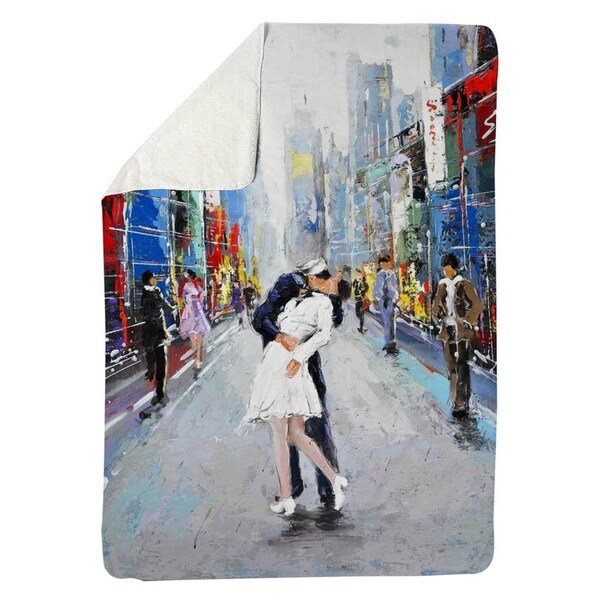 Begin Home Decor 60 x 80 in. Kiss of Times Square-Sherpa Fleece Blanket - 5545-6080-CI54