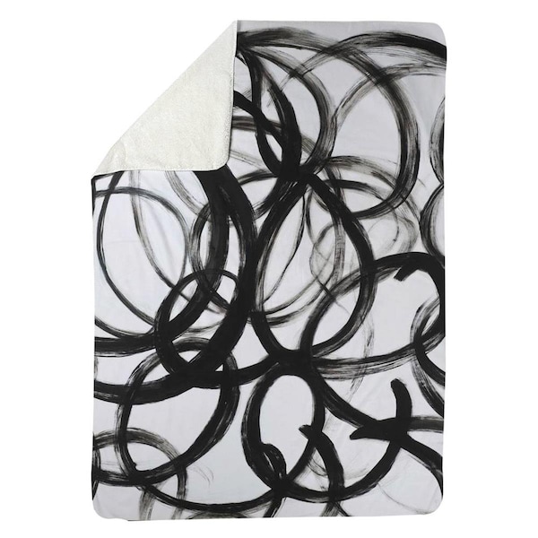Kd Cuna 60 x 80 in. Abstract Curly Lines-Sherpa Fleece Blanket - KD2786013