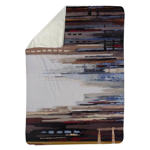 Begin Home Decor 60 x 80 in. Abstract Buildings-Sherpa Fleece Blanket - 5545-6080-CI233