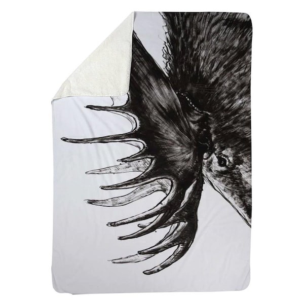 Begin Home Decor 60 x 80 in. Moose Plume-Sherpa Fleece Blanket - 5545-6080-AN473