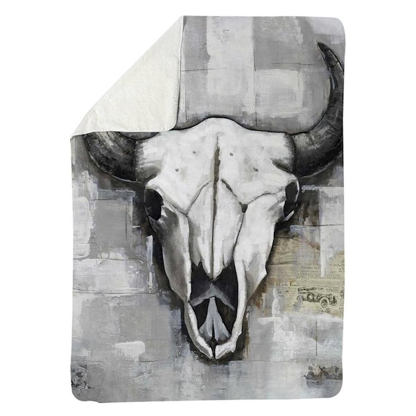 Kd Cuna 60 x 80 in. Industrial Style Bull Skull-Sherpa Fleece Blanket - KD3331602