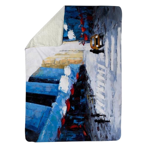 Begin Home Decor 60 x 80 in. Blue Buildings-Sherpa Fleece Blanket - 5545-6080-CI242
