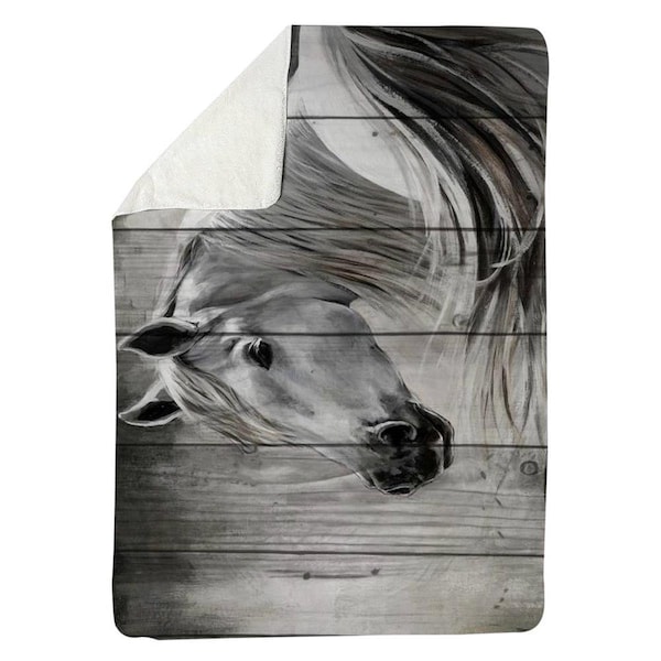 Kd Cuna 60 x 80 in. Rustic Horse-Sherpa Fleece Blanket - KD2792487