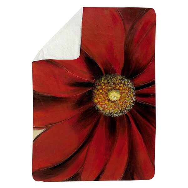 Begin Home Decor 60 x 80 in. Red Daisy-Sherpa Fleece Blanket - 5545-6080-FL2