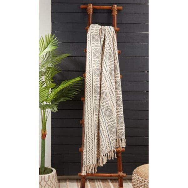 Doba-Bnt 50 x 60 in. Mudcloth Throw Blanket, White - SA3749468