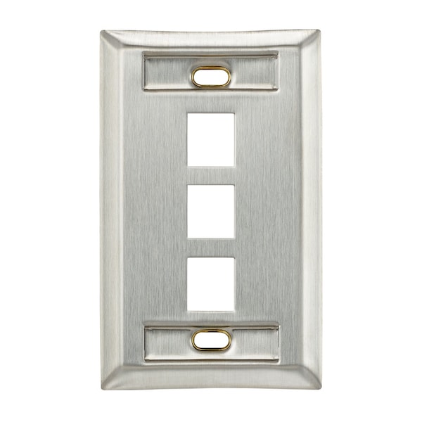 Leviton WALLPLATES 3PORT SG QP WP W/ID STAINLESS STEEL - 43080-1L3