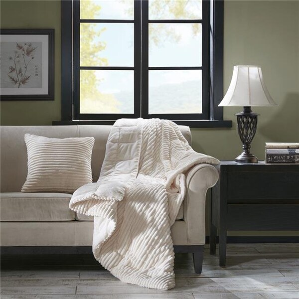 Premier Comfort Premier Comfort BASI50-0429 Corduroy Plush Down Alternative Throw; Ivory - 60 x 70 in. - BASI50-0429