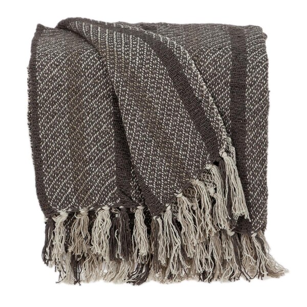 Back2Basics 52 x 67 in. Jax Casual Woven Handloom Throw - Brown - BA2634417