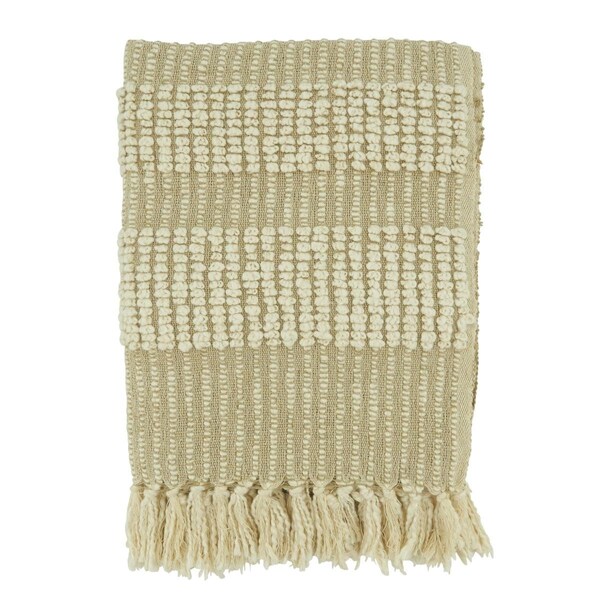 Doba-Bnt 50 x 60 in. Woven Stripe Oblong Throw Blanket, Natural - SA3188456