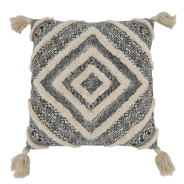 Rlm Distribution 20 x 20 in. Aidy Collection Tufted Diamond Block Print Throw Pillow with Poly Filling, Black - HO2658570