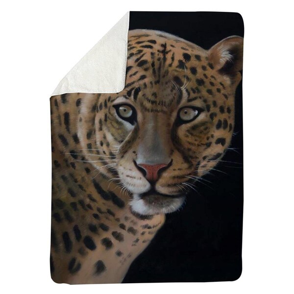 Kd Cuna 60 x 80 in. Realistic Fierce Leopard-Sherpa Fleece Blanket - KD2786140