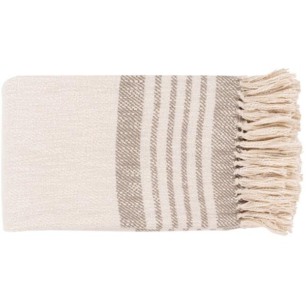 Surya Surya CMX1000-5060 50 x 60 in. Chamonix Hand Woven Throws; Taupe & Cream - CMX1000-5060