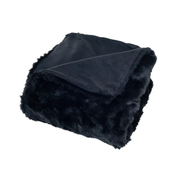 Hastings Home Hastings Home Luxury Long Haired Faux Fur Throw - Black - 466400PLR