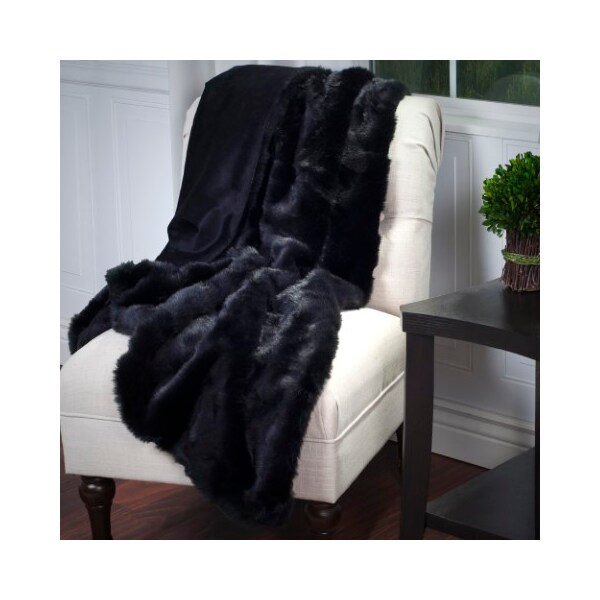 Hastings Home Hastings Home Luxury Long Haired Faux Fur Throw - Black - 466400PLR