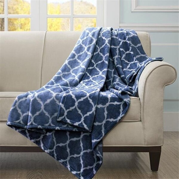 Madison Park Madison Park MP50-1731 Oversized Ogee Throw; Navy - MP50-1731