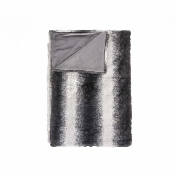 Homeroots 50 x 60 in. Irving Charcoal & White Fur Throw - 354557
