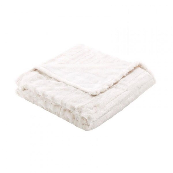 Beautyrest 50 x 70 in. Heated Duke Faux Fur Heated Throw - Champagne - BR50-0751
