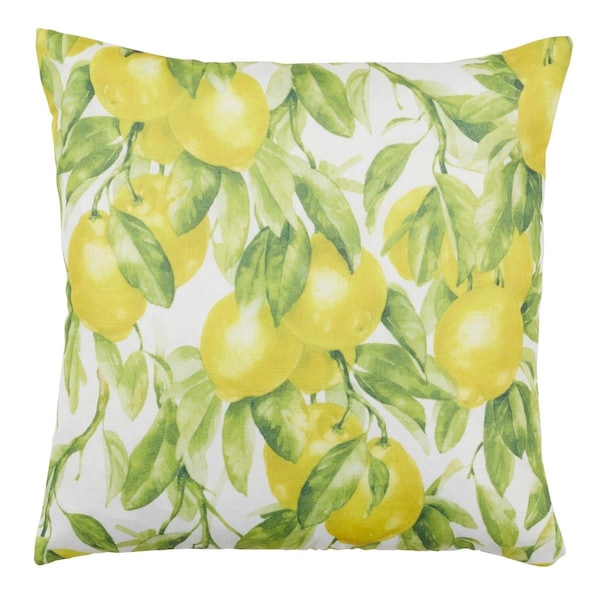 Rlm Distribution SARO  18 in. Citrea Collection Lemon Print Throw Pillow with Poly Filling  Multi Color - HO2658621