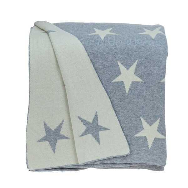 Gfancy Fixtures 52 x 70 x 1 in. Gray & White Stars Knitted Throw Blanket - GF3656596