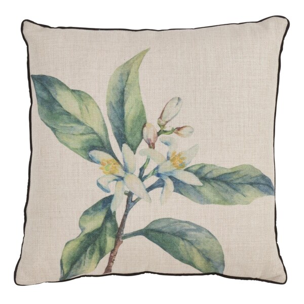 Rlm Distribution SARO  18 in. Square Floral Design Throw Pillow with Citrus Print - Natural - HO3196100