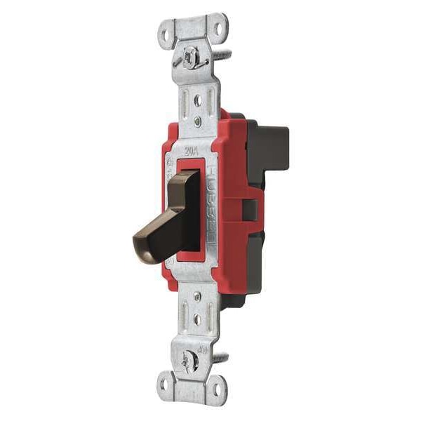 Hubbell Wall Swtch, 1-Pole, 120/277V, 20A, Brn, Toggl - SNAP1221BRNA