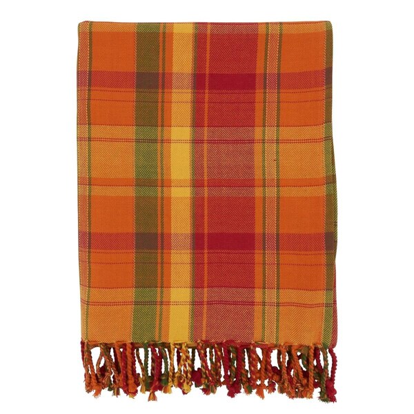 Rlm Distribution SARO  50 x 60 in. Oblong Terracotta Harvest Plaid Throw Blanket - HO2658330