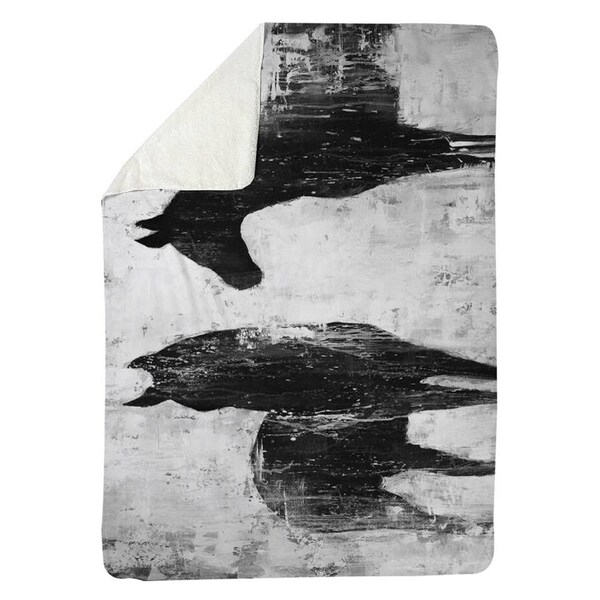 Begin Home Decor 60 x 80 in. Black & White Horses-Sherpa Fleece Blanket - 5545-6080-AN2