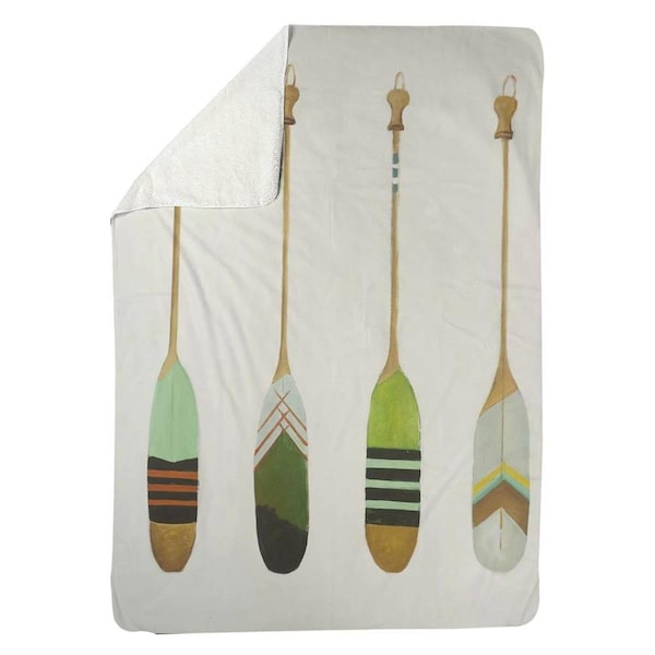 Begin Home Decor 60 x 80 in. Colorful Nautical Oars-Sherpa Fleece Blanket - 5545-6080-SP14