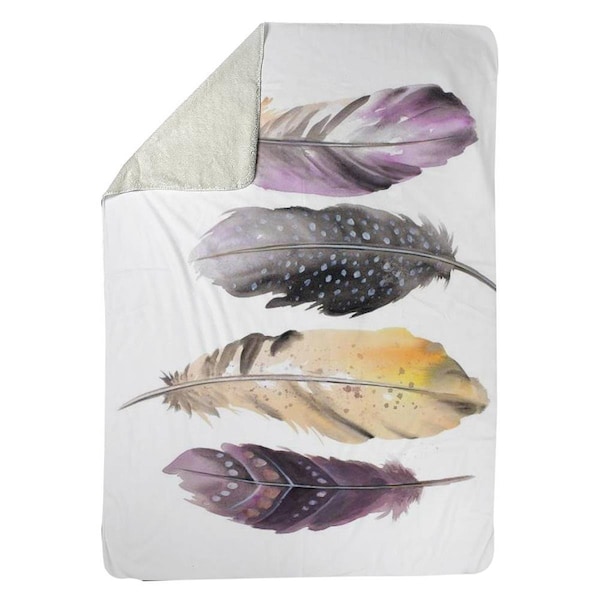 Kd Cuna 60 x 80 in. Bohemian Feather Set-Sherpa Fleece Blanket - KD2789015