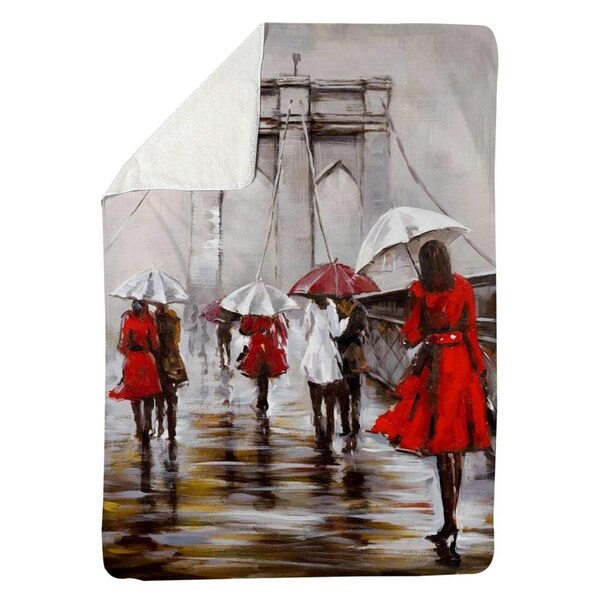 Kd Cuna 60 x 80 in. Walk on the Brooklyn Bridge-Sherpa Fleece Blanket - KD2788529