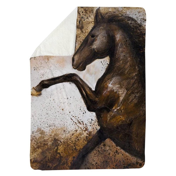 Begin Home Decor 60 x 80 in. Horse Rushing Into The Soil-Sherpa Fleece Blanket - 5545-6080-AN90