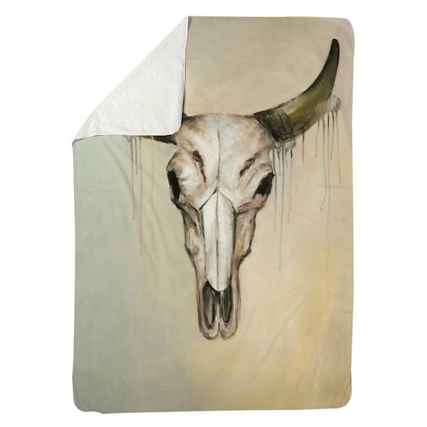 Kd Cuna 60 x 80 in. Color Fading Bull Skull-Sherpa Fleece Blanket - KD2789009