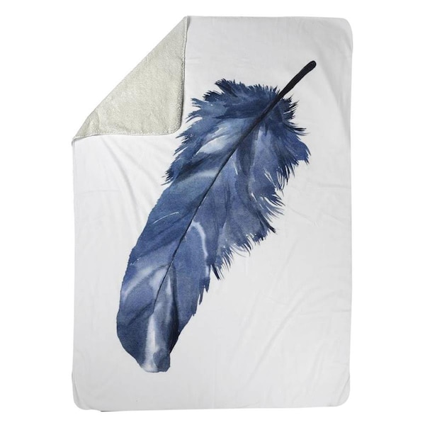 Begin Home Decor 60 x 80 in. Blue Feather-Sherpa Fleece Blanket - 5545-6080-AN428