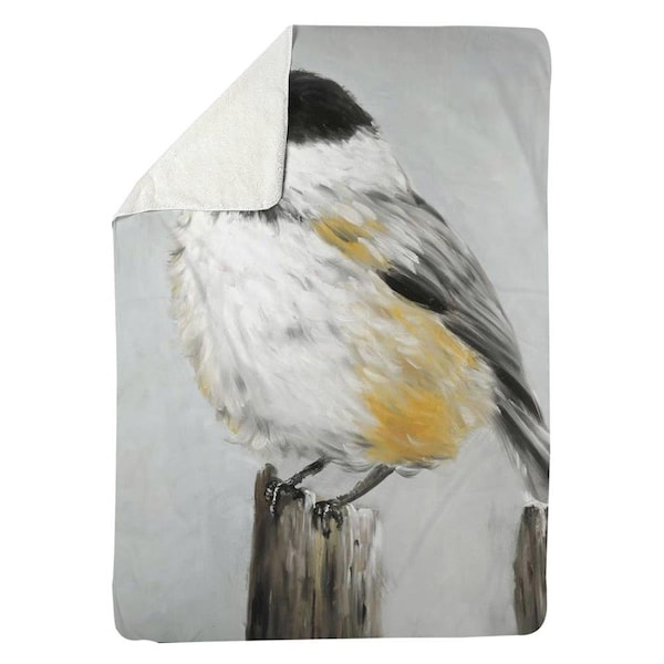 Begin Home Decor 60 x 80 in. Coal Tit Bird-Sherpa Fleece Blanket - 5545-6080-AN276