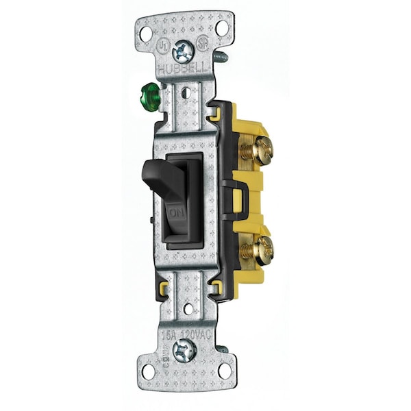 Hubbell Wiring Device-Kellems TradeSelect, Switches and Lighting Controls, Residential Grade, Toggle Switches, Single Pole, 15A 120V AC, Black - RS115BK
