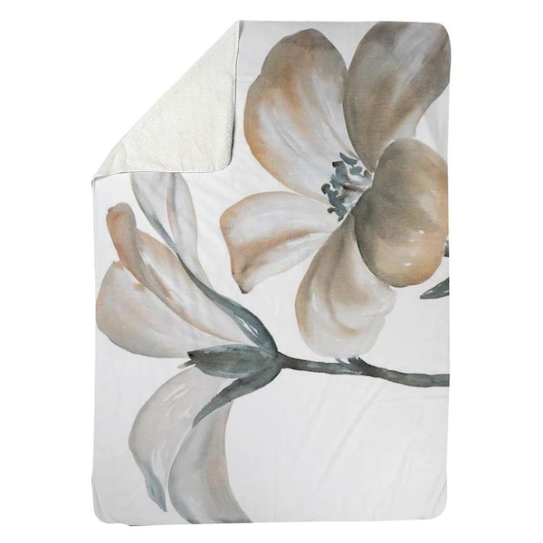 Begin Home Decor 60 x 80 in. Beautiful Desaturated Flowers-Sherpa Fleece Blanket - 5545-6080-FL280