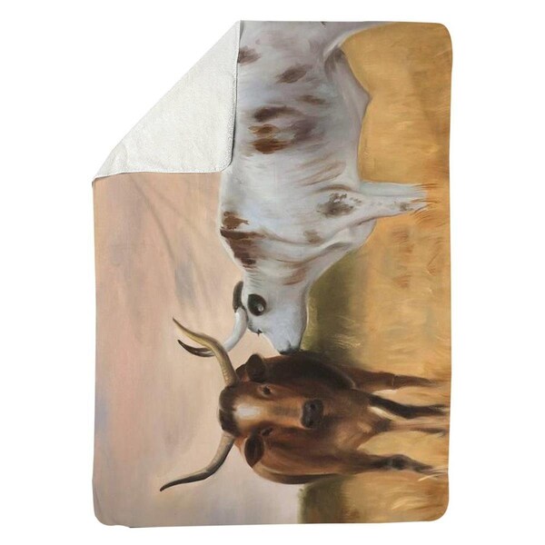 Begin Home Decor 60 x 80 in. Nguni Herd-Sherpa Fleece Blanket - 5545-6080-AN320