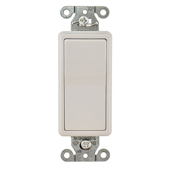 Hubbell Wall Switch, 3-Way, 120/277V, 20A, Wht, Rockr - DS320W