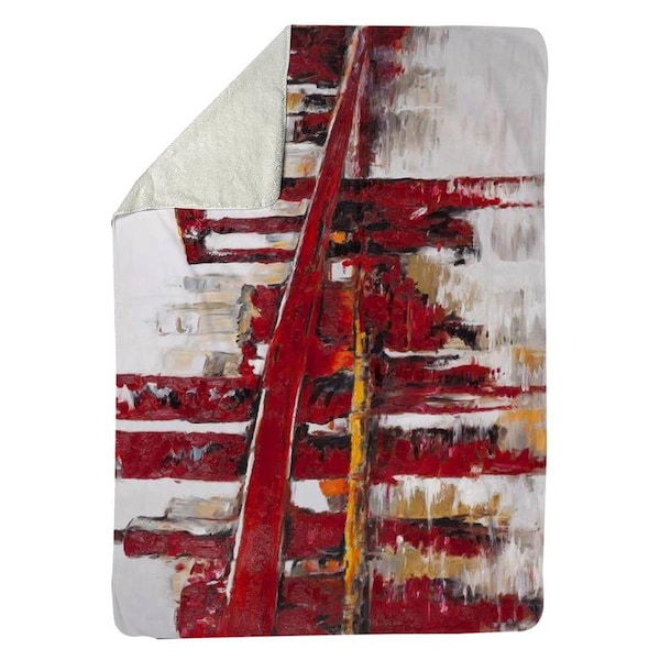 Begin Home Decor 60 x 80 in. Abstract & Industrial Red Bridge-Sherpa Fleece Blanket - 5545-6080-CI194