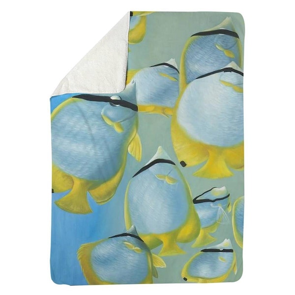 Begin Home Decor 60 x 80 in. Butterfly Fishes-Sherpa Fleece Blanket - 5545-6080-AN174