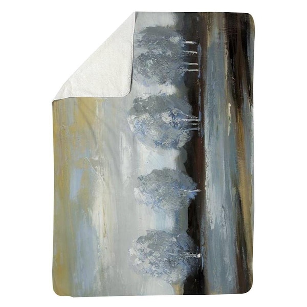 Kd Cuna 60 x 80 in. Grey Landscape-Sherpa Fleece Blanket - KD2785846