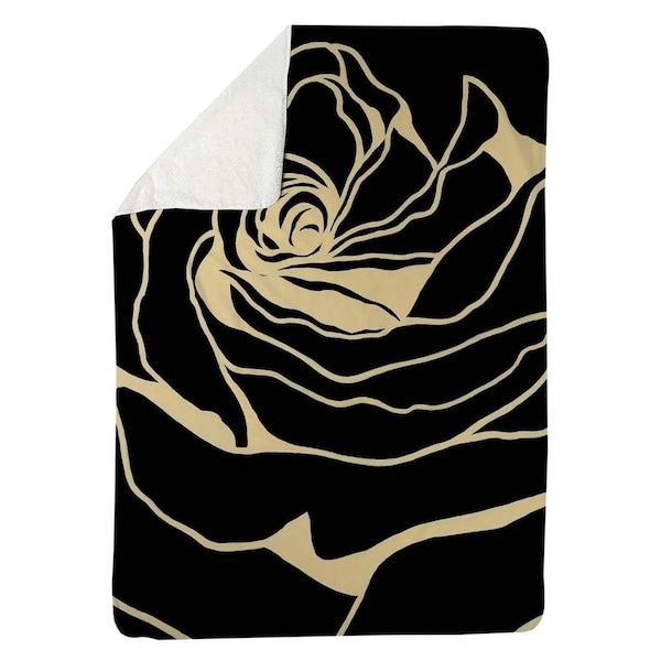 Kd Cuna 60 x 80 in. Silhouette of A Rose-Sherpa Fleece Blanket - KD2788955